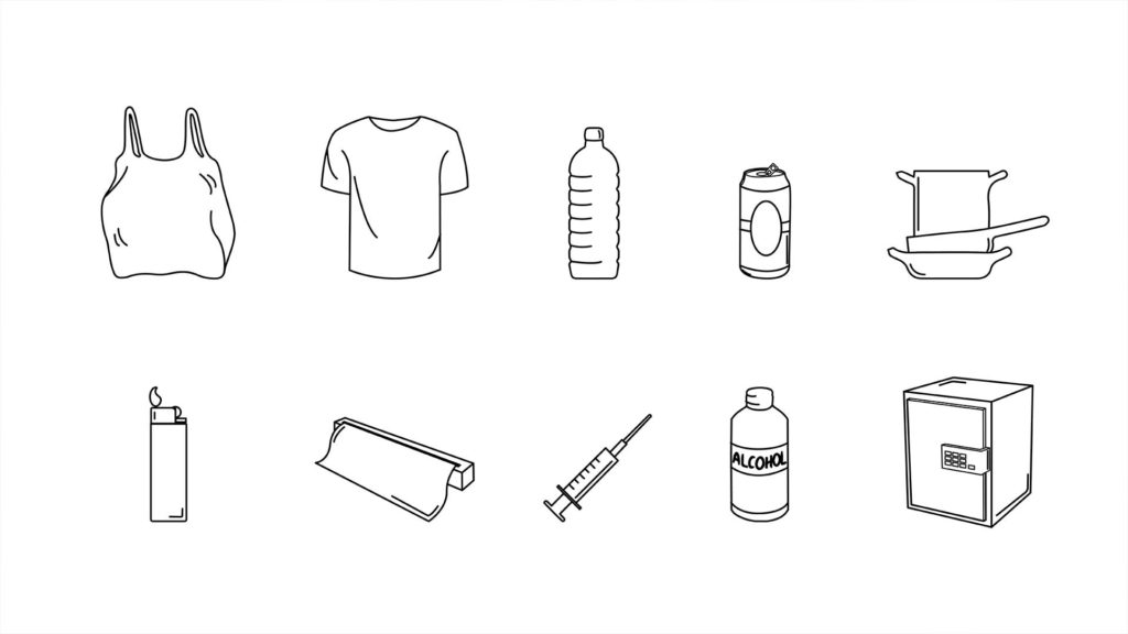 drawings of found items during the clean up